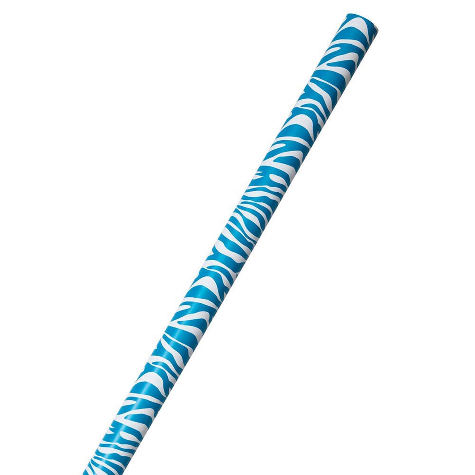 JAM Paper Safari Blue & White Zebra Gift Wrap, 2ct.